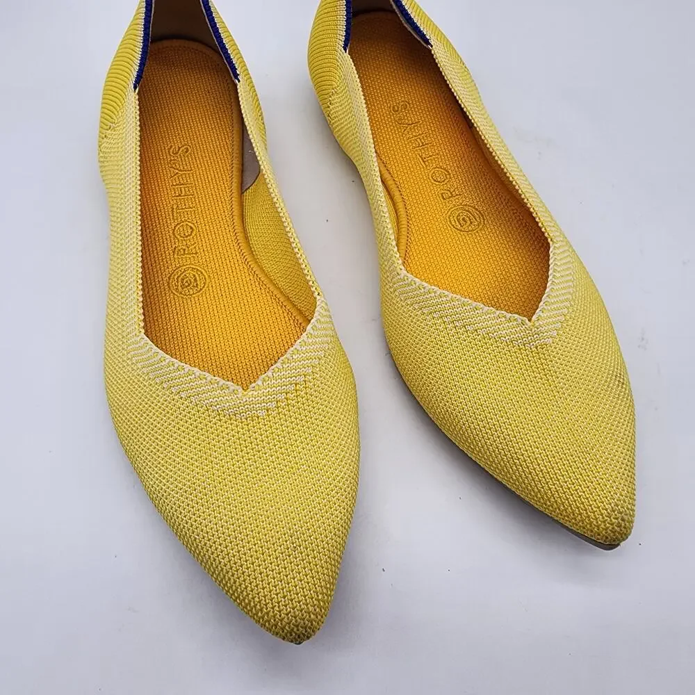 Rothy's‎ Point Toe Flats in Sunshine Yellow Women's 8.5 Recycled Washable